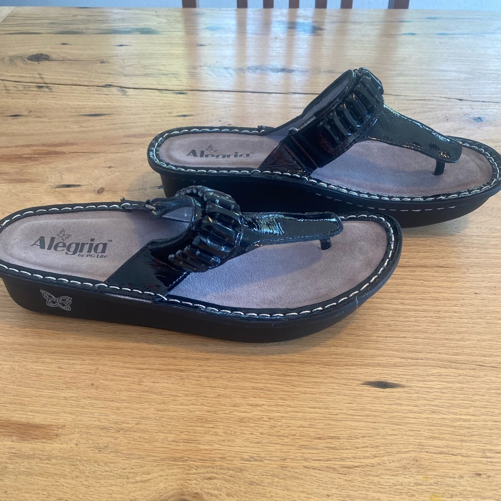 Alegria Black Leather Embellished Sandals Women’s eu41  New‎ - Picture 5 of 8